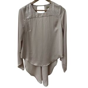 Altar'd State Blouse Size M Champagne Sequin High-Low Open Back 2746T-K